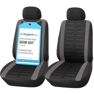 Image de upgrade4cars Housses de Siège Voiture Avant Universelle Noir Gris Housse Sieges Auto Universel pour Conducteur et Passager