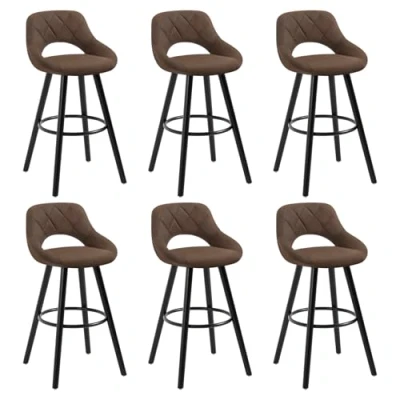 Image de WOLTU 6 X tabourets de Bar avec Repose Pieds Cuisine Confortable matière en Tissu Scientifique et Bois,Gris Foncé BH291dbr
