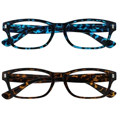 Image de The Reading Glasses Company La Société Lunettes De Lecture Bleu &amp; Marron Écaille Lecteurs Valeur Pack 2 Hommes Femmes RR10 32 +2,00