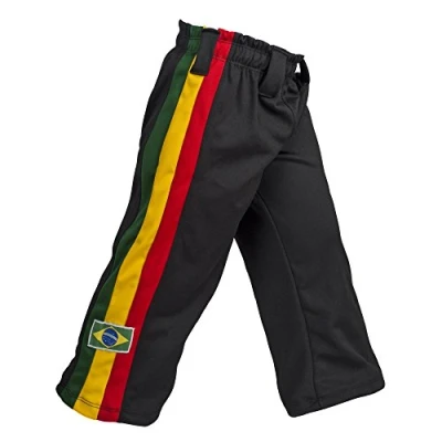 Image de JL Sport Pantalon Authentique Brésilien Capoeira Arts Martiaux Garçon (Blanc Jamaïque Thème Reggae) 7 8