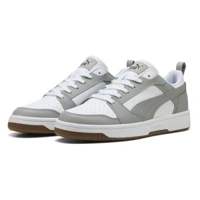 Image de PUMA Mixte Rebound V6 Low Basket, Blanc Gris Echo Noir, 48.5 EU