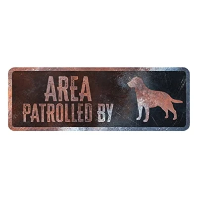 Image de D&amp;D Home, Panneau d&#039;avertissement Attention au Chien, 40x13x0,3 cm, Version Anglaise, Fond Noir, en métal résistant à la Rouille avec Un Texte Amusant
