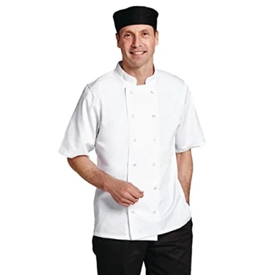 Image de Whites Boston Veste de cusine unisexe à manches courtes, Blanc, S / Small, Double boutonnage, Lavable en machine, Brodable, Tour poitrine : 36 38 pouces 92 97 cm, B250