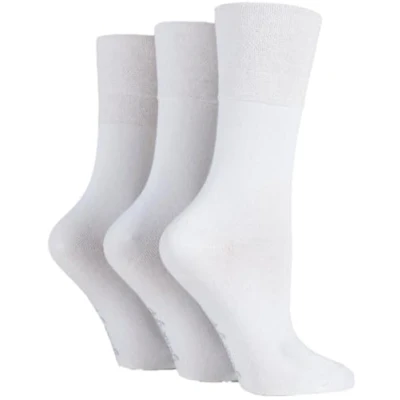 Image de Dames 3 Paire Grip Doux coton uni Chaussettes Blanches 4 8