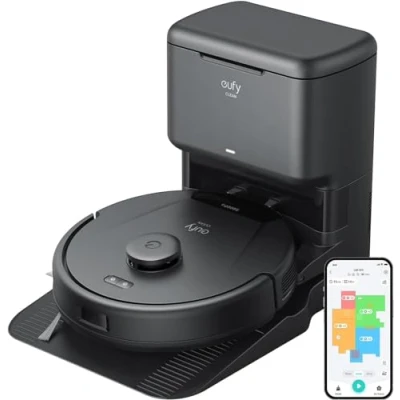 Image de eufy Robot aspirateur L60 avec station d&#039;aspiration, puissance d&#039;aspiration ultra puissante de 5 000 Pa, anti enchevêtrement, 60 jours sans vide, navigation laser iPath
