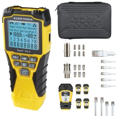 Image de Testeur de câble Scout Pro 3 avec télécommande test n Map, comprend les télécommandes #2 #6, voix, données et vidéo, Klein Tools VDV501 853