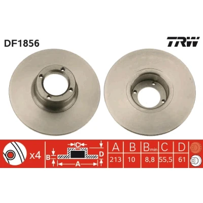 Image de TRW DF1856 Disque de frein 213 10 4 73 plein peint ROVER: Mini 3 portes, moke Cabriolet, AUSTIN: 3/5 portes
