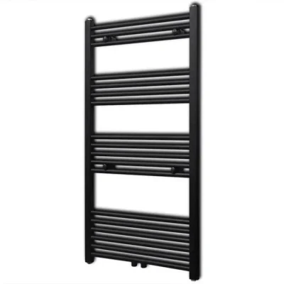 Image de vidaXL Sèche serviettes Porte serviette à rails droits Noirs 600x1160 mm 141908