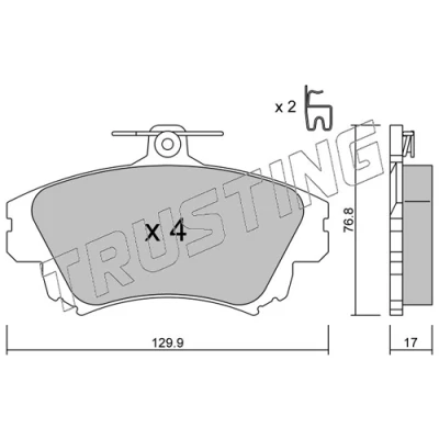 Image de TRUSTING 295.0 Jeu de plaquettes frein avec indicateur d&#039;usure MITSUBISHI: Colt 6, Carisma 5 portes, VI CZC Cabriolet, VOLVO: V40 Break, S40 I