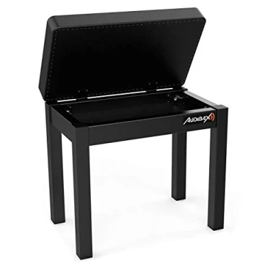 Image de Audibax KB200B Tabouret de Piano ou Clavier Rembourré en Mousse Hauteur 49 cm Banc avec Espace Rangement Robuste et Léger