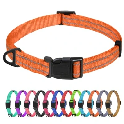 Image de TagME Collier pour Chien, en Nylon Réfléchissant Réglable Classique Convient Chiot, Orange, 1.5cm Largeur