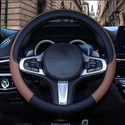 Image de Caches de Volant pour Jaguar E Pace/F Type/I Pace/S Type/X Type/XE/XF/XJ/XK, 15&quot;/Environ 38cm Couvre Voiture Simili Cuir Antidérapant Respirant Accessoires,S Coffee