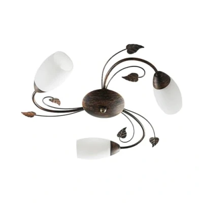 Image de Lindby Plafonnier Stefania à intensité variable (Antique, Classic) en Marron Verre e. a. pour Salon &amp; Salle manger (à 3 lampes, E14), Luminaire Plafonnier, Lampe Plafond, Eclerage Plafond