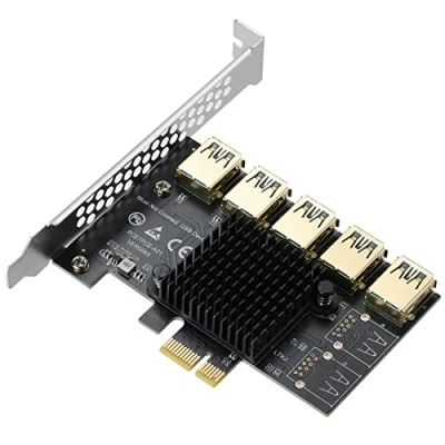 Image de MZHOU PCIe 1 à 5 Port PCI Express, Carte Riser PCIE, Adaptateur Express USB 3.0 pour Périphériques Miniers Ethereum ETH Bitcoin
