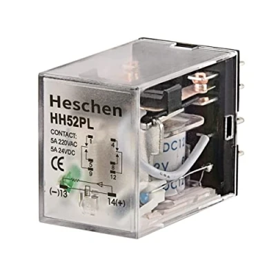 Image de Heschen Relais Polyvalent, HH52P, 12VDC Bobine, 5A 220VAC / 24VDC, DPDT, à 8 Broches