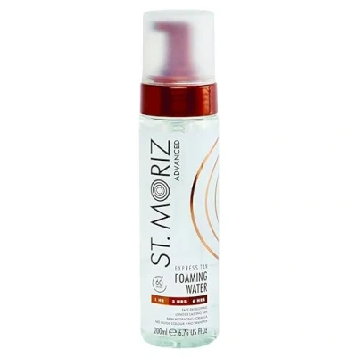 Image de St Moriz Advanced Express Tan Eau moussante transparente Mousse bronzante Clear 1 heure pour une lueur légère, 3 heures moyenne, 6 profonde de
