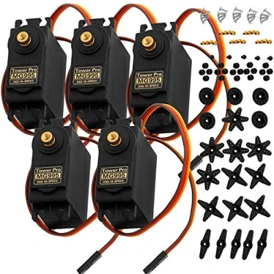 Image de AZDelivery 5 x MG995 Micro moteur servo numérique pour hélicoptère robotisé RC compatible avec Arduino et Raspberry Pi y compris un eBook
