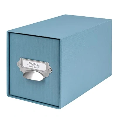 Image de Rössler Papier 1327452150 S.O.H.O. Boîte de rangement pour CD, avec étiquette inscriptible et poignée, Denim, 1 pièce
