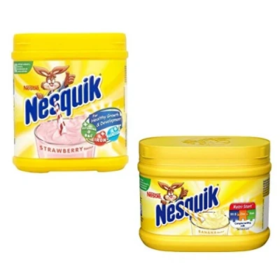 Image de Nesquik Banana and Strawberry Milkshake Bundle Enjoy This Delicious Combo Flavour 1 x 300g 500 g Total of 2 tubs