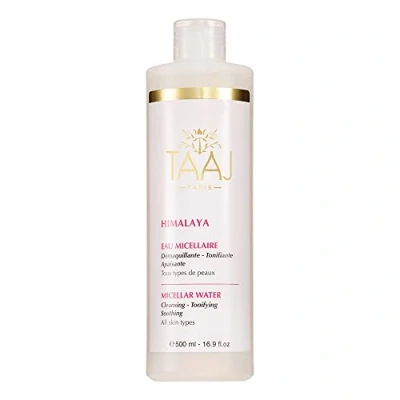 Image de TAAJ Eau Micellaire HIMALAYA Nettoie, Tonifie &amp; Apaise la Peau Démaquille Élimine les impuretés Douce Souple Teint Frais Lumineux Tous types de peaux Vegan 500 ml