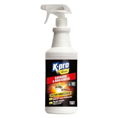 Image de K.PRO Choc Spray Aérosol Anti Cafards et Araignées Action Radicale Effet Longue Durée Facile d&#039;utilisation Technique Professionnelle 1l