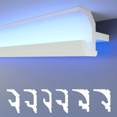 Image de HEXIMO LED moulures 2en1, éclairage indirect de plafond XPS murales en polystyrène expansé profilé corniche lumineuse (échantillon HLED 21)