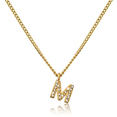Image de GD GOOD.designs EST. 2015 Chaîne lettre en or pour femme I Collier doré 18K avec initiales zirconium acier inoxydable (M)