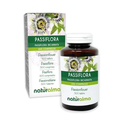 Image de Passiflore (Passiflora incarnata) herbe avec fleurs Naturalma 150 g 300 comprimés Complément alimentaire Naturel et Végétalien