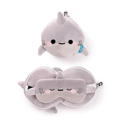 Image de Puckator Coussin de Voyage avec Masque Relaxeazzz Gus Le Requin Animaux Doux