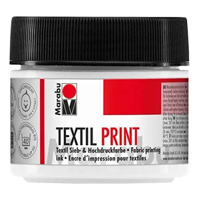 Image de Marabu 17030050970 Textil Print titanweiß 100 ml, peinture pour tamis et haute pression à base d&#039;eau, inodore résistante la lumière, longue durée d&#039;ouverture, textiles clairs foncés