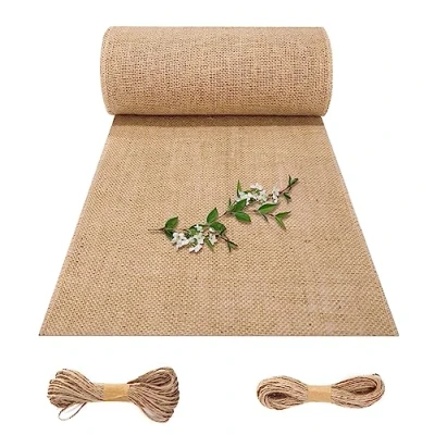Image de Jissta Chemin de Table Toile Jute 30*1000cm,Décoration Vintage Table,Rouleau Mariage Rustique Jardinage pour Mariage,Festival, Décoration