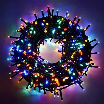 Image de Luccika Série guirlande lumineuse de 15 mètres avec 300 LED Multicolore pour sapin Noël d&#039;extérieur et intérieur contrôleur 31 V 8 jeux lumière mémoire câble verte
