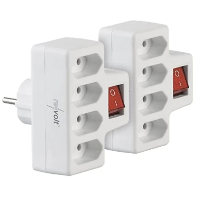 Image de 2 multiprises à 4 prises avec interrupteur 10 A / 2300 W [Revolt]