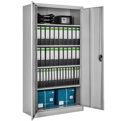 Image de TecTake Armoire de Bureau métallique 80 x 40 180 cm avec Serrure Rangement 5 Compartiments pour Classeur Documents Industriel Meuble 2 Portes, 4 Étagères Réglables en Hauteur
