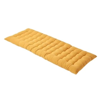 Image de HOMESCAPES Matelas de Sol capitonné ou Coussin pour Banc Jardin 2 Places, Banquette et Chaise Longue, en Coton 108 x 42 5 cm, Jaune Moutarde