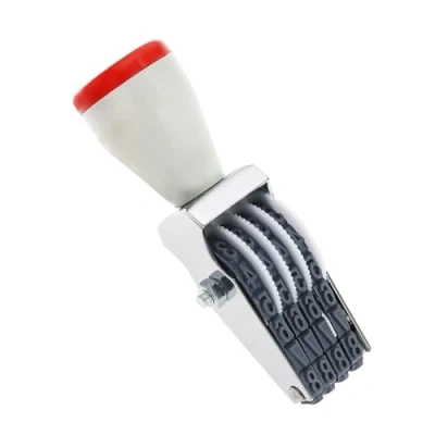 Image de eMagTech Tampon numérique à 4 chiffres Symbole de rouleau Pour bureau en caoutchouc créatif Gris et noir