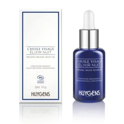 Image de Sérum Nuit BIO Stimule la Régénération de Peau Perfectrice L&#039;Huile Visage Elixir HUYGENS 30ml 99% Naturelle