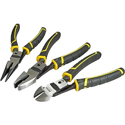 Image de Stanley Fmht0 72415 Lot De 3 Pinces Gamme FatMax Tout Matériaux Mécanisme Pivot Force Coupe Corps Forgé En Acier Carbone Traitement Thermique Poignée Soft Grip