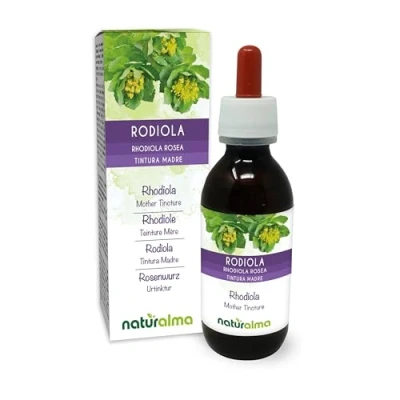Image de Rhodiole ou Orpin rose (Rhodiola rosea Sedum roseum) racines Teinture Mère sans alcool Naturalma Extrait liquide gouttes 120 ml Complément alimentaire Végétalien végan