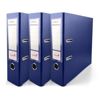 Image de Netuno 3x classeur à anneaux bleu foncé A4 mécanisme 2 8cm plastique éco d&#039;école pour documents de format levier bureau