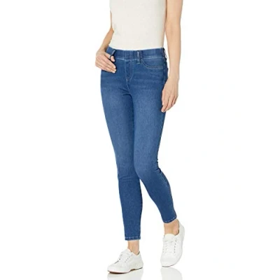 Image de Amazon Essentials Jegging en Tricot Extensible à Enfiler Femme, Délavé Moyen, S Taille Courte