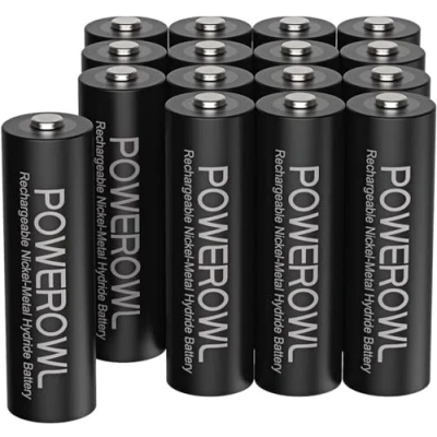 Image de POWEROWL Piles Rechargeables AA 2800mAh 1,2V Ni MH LR6 Batterie Rechargeable 1200 Cycles Haute capacité avec Emballage écologique Lot de 16