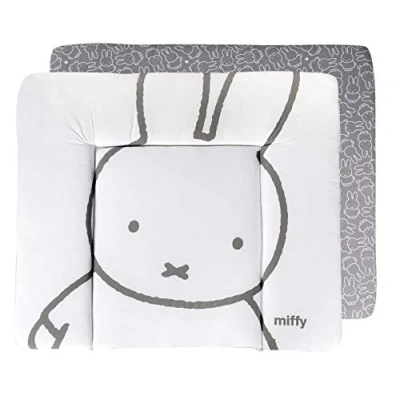 Image de roba Matelas à Langer Nettoyable 85 x 75 cm miffy® Bords Rehaussés pour Table Sans Phtalate Motif Lapin Deux Faces Gris / Blanc