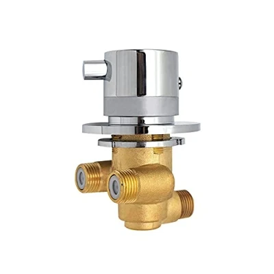 Image de AFUDER Mitigeur Thermostatique de Douche en Laiton Robinets Vanne Sortie à 1 voie Mélange d&#039;eau Froide et Chaude fixé au mur