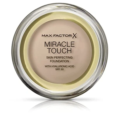 Image de Max Factor Miracle Touch Perfecting Foundation, Full Coverage and Moisturising Effect with Hyaluronic Acid SPF 30 Formula, 40 Creamy Ivory, 11.5 g