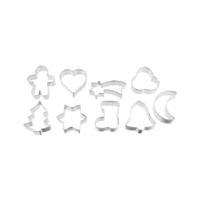 Image de Zenker 42961 Lot de 9 emporte pièces avec formes assorties, sur cintre, noël, sablés, biscuits, Acier inoxydable, env 5 x 1,7 cm, Argenté.