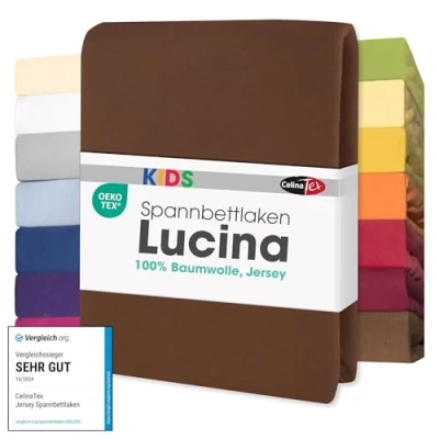 Image de CelinaTex Lucina bébé Enfants Drap Housse Berceau Lite Enfant Coton 2er Set 60x120 70x140 cm Brun Chocolat