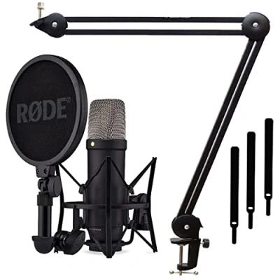 Image de Rode NT1 Microphone de studio USB XLR 5ème génération Noir + trépied à bras articulé Keepdrum