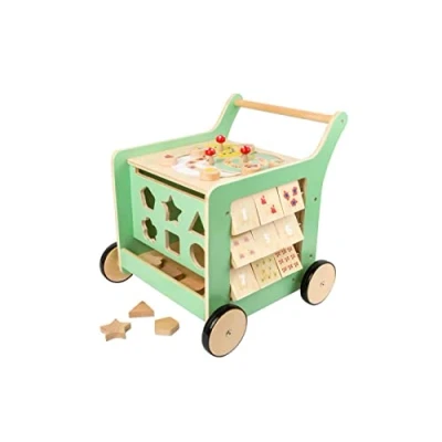 Image de Small Foot 10947 Chariot de marche Move it, en bois certifié 100% FSC, jouet motricité pour les premiers bébé, multicolore, S