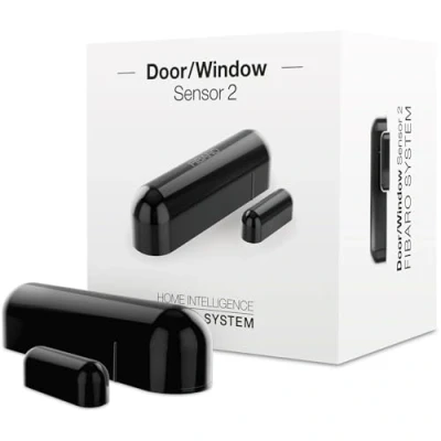 Image de Détecteur d&#039;ouverture Z Wave noir avec sonde de température Fibaro